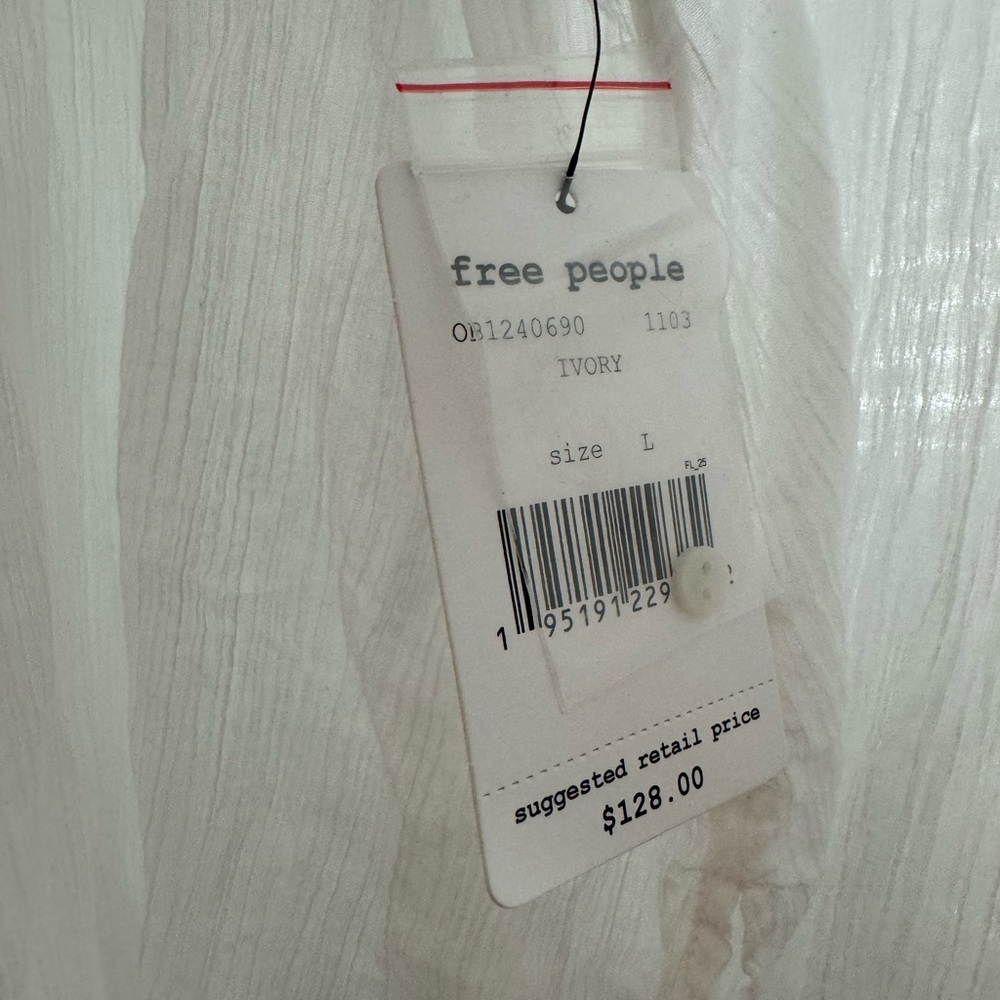 Free People White Sheer Lace-Trim Blouse - Picture 3 of 8